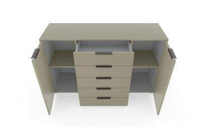 Parma von Wiemann - Kommode kieselgrau mit Glasfront