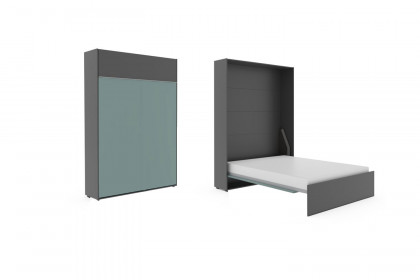 loop von Rudolf - hohes Klappbett mit Kurztiefe schiefergrau - jade