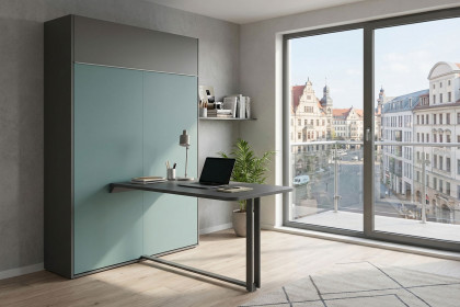 loop von Rudolf - hohes Klappbett mit Kurztiefe schiefergrau - jade