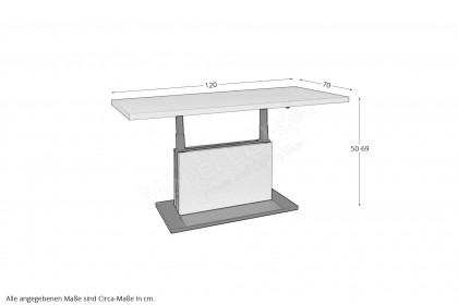 Lift von Mäusbacher - Couchtisch ca. 120 x 70 cm in Schwarz, höhenverstellbar