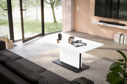 Lift von Mäusbacher - Couchtisch ca. 120 x 70 cm in Weiß supermatt/ Schwarz, höhenverstellbar