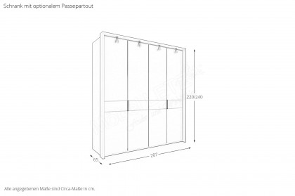 Parma von Wiemann - Kleiderschrank Glas champagner ca. 200 cm breit