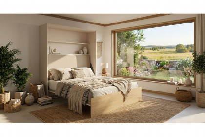 loop von Rudolf - Schrankklappbett 180x200 cm Kurztiefe cotton - Wildeiche