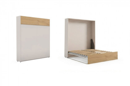 loop von Rudolf - Schrankklappbett 180x200 cm Kurztiefe cotton - Wildeiche