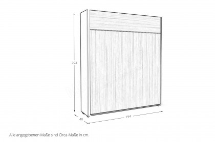 loop von Rudolf - Schrankklappbett 180x200 cm Kurztiefe cotton - Wildeiche