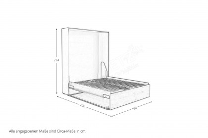 loop von Rudolf - Schrankklappbett 180x200 cm Kurztiefe cotton - Wildeiche
