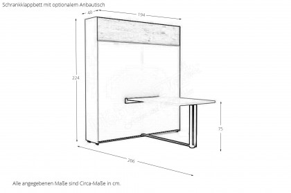 loop von Rudolf - Schrankklappbett 180x200 cm Kurztiefe cotton - Wildeiche
