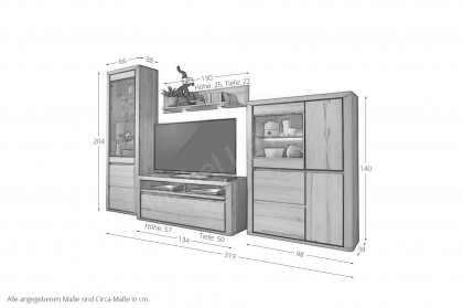 Korsika von IDEAL Möbel - Wohnwand 01 Alteiche