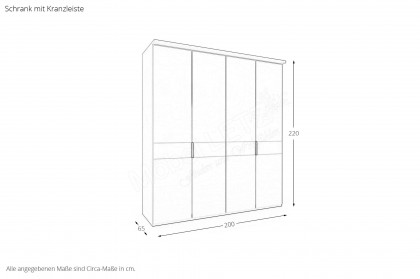 Parma von Wiemann - Schrank champagner mit Glasfront und Kranzleiste