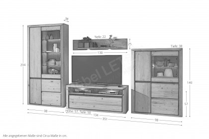 Korsika von IDEAL Möbel - Wohnwand 02 Kernbuche/ Schiefer