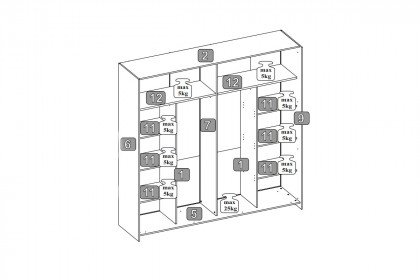 Melton von POL Power -  Schwebetürenschrank mit 8 Böden & 2 Kleiderstangen