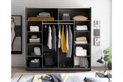 Melton von POL Power -  Schwebetürenschrank mit 8 Böden & 2 Kleiderstangen