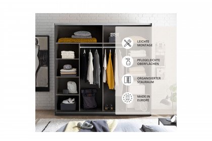 Melton von POL Power -  Schwebetürenschrank mit 8 Böden & 2 Kleiderstangen