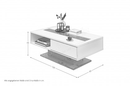 Fresno von Wohnconcept - Couchtisch in Weiß/ Artisan Eiche