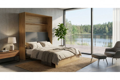 loop von Rudolf - Schrankbett mit Bettkasten & Ablage Eiche - schiefergrau