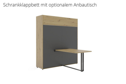 loop von Rudolf - Schrankbett mit Bettkasten & Ablage Eiche - schiefergrau