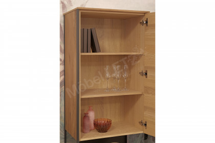 Andra-living von SCHÖNER WOHNEN - Vitrine S776 Eiche rustico/ anthrazit