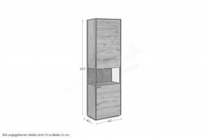 Andra-living von SCHÖNER WOHNEN - Vitrine S776 Eiche rustico/ anthrazit