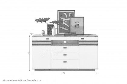 Fresno von Wohnconcept - Sideboard weiß, Artisan Eiche