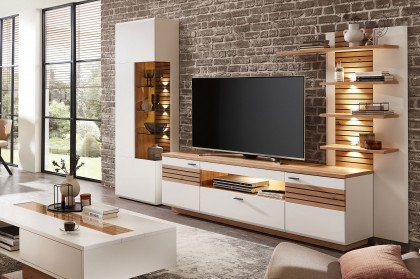 Fresno von Wohnconcept - Wohnwand 83 in Weiß, Artisan Eiche