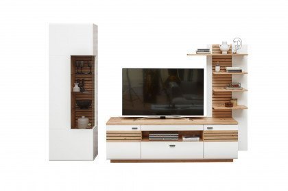 Fresno von Wohnconcept - Wohnwand 83 in Weiß, Artisan Eiche