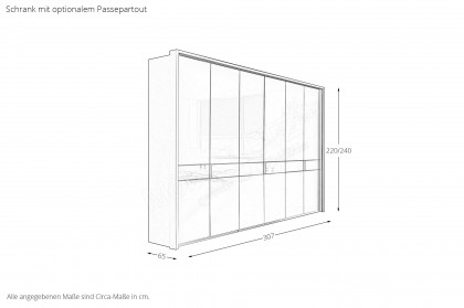 Parma von Wiemann - Schrank Front Champagner-Glas mit Querriegel
