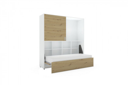 loop von Rudolf - Schrankbett mit Schiebetüren-Aufsatz weiß - Eiche Artisan