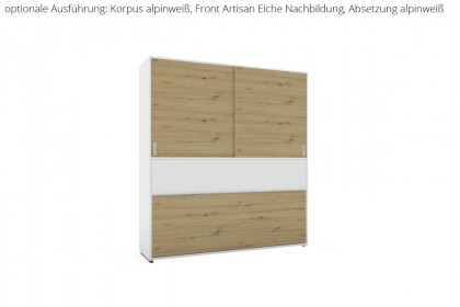 loop von Rudolf - Schrankbett mit Schiebetüren-Aufsatz weiß - Eiche Artisan