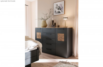 Multiline von SCHÖNER WOHNEN - Schlafzimmer-Einrichtung Lack basalt mit Quadrateinsätzen