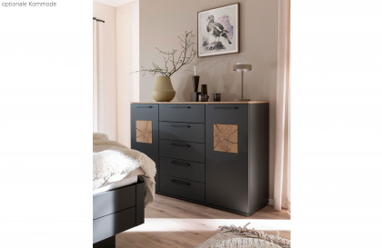 Multiline von SCHÖNER WOHNEN - Schlafzimmer-Einrichtung Lack basalt mit Quadrateinsätzen