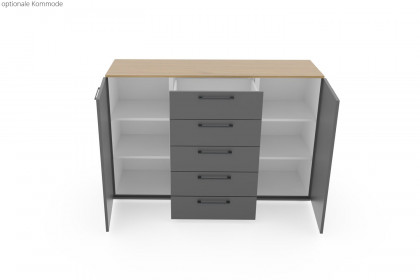 Multiline von SCHÖNER WOHNEN - Schlafzimmer-Einrichtung Lack basalt mit Quadrateinsätzen