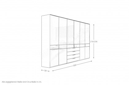 Parma von Wiemann - Kleiderschrank mit Schubladen Champagner-Glas