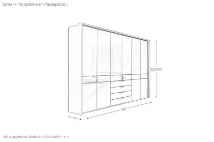 Parma von Wiemann - Kleiderschrank mit Schubladen Champagner-Glas