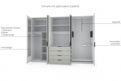 Parma von Wiemann - Kleiderschrank mit Schubladen Champagner-Glas