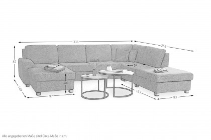 Plaza von Matex - XXL-Sofa rechts dunkelgrau