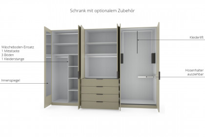 Parma von Wiemann - Funktionsschrank, Bett & Nachttische kieselgrau