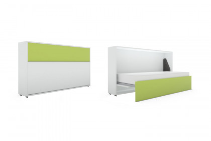 loop von Rudolf - Schrankklappbett quer ca. 40 cm tief alpinweiß - leuchtgrün