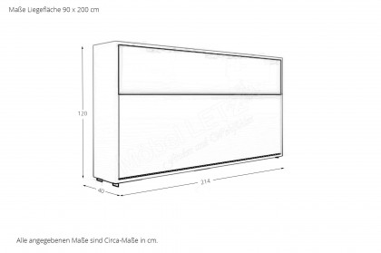 loop von Rudolf - Schrankklappbett quer ca. 40 cm tief alpinweiß - leuchtgrün