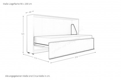 loop von Rudolf - Schrankklappbett quer ca. 40 cm tief alpinweiß - leuchtgrün