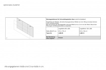 loop von Rudolf - Schrankklappbett quer ca. 40 cm tief alpinweiß - leuchtgrün