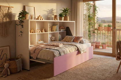 loop von Rudolf - Schrankklappbett quer mit Stauraum cotton - himbeer