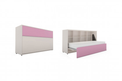 loop von Rudolf - Schrankklappbett quer mit Stauraum cotton - himbeer