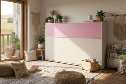 loop von Rudolf - Schrankklappbett quer mit Stauraum cotton - himbeer