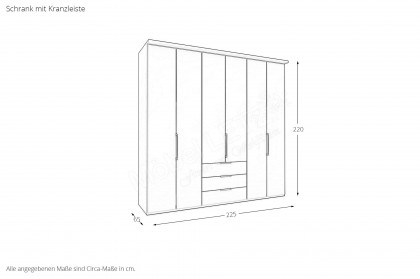 Monaco 1000 von Wiemann - Schrank grau-weiß mit Kranz ca. 225 cm breit