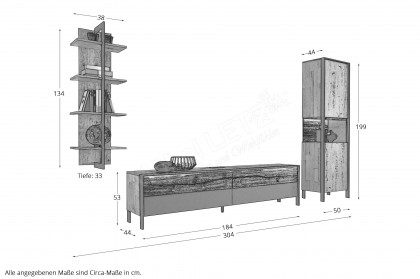 Steel living von Thielemeyer - Wohnwand 720001 Wildeiche gebürstet