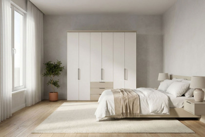 Monaco 1000 von Wiemann - Kombi-Drehtürenschrank grau - weiß