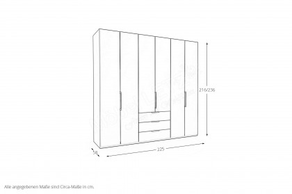 Monaco 1000 von Wiemann - Kombi-Drehtürenschrank grau - weiß