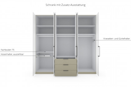 Monaco 1000 von Wiemann - Kombi-Drehtürenschrank grau - weiß