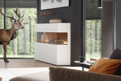 Torido von Hartmann - Highboard 6111 Lack weiß/ Riffeiche