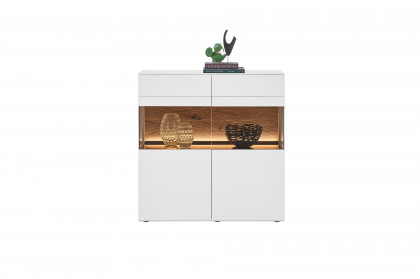 Torido von Hartmann - Highboard 6111 Lack weiß/ Riffeiche